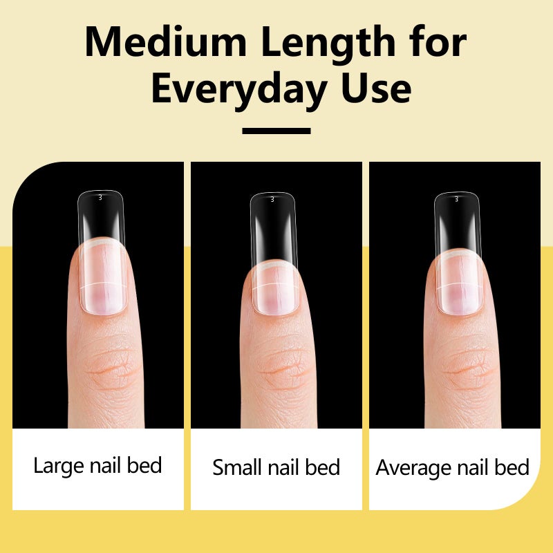 Yokilly 1000PCS Square Nail Tips and Glue, Clear Natural False Acrylic Nail Tips, Half Cover 10 Sizes French Artificial Nail Tips Manicure with Nail Clipper, Nail Files and Glue for Dip Powder - Image 5